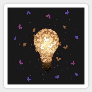 Glowing butterflies in a light bulb Sticker